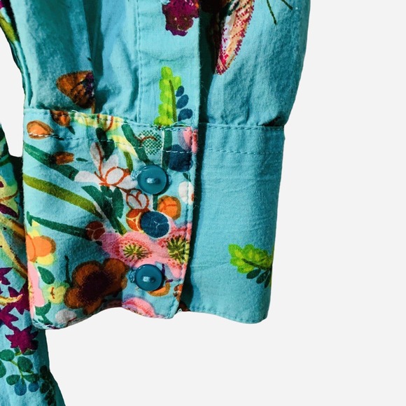 Soft Surroundings Cotton Butterfly Garden Art-to-Wear Long  Shirt Dress - Picture 9 of 10